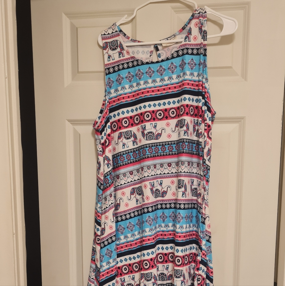 Bobbie Brooks Multicolor Patterned Plus Size Dress